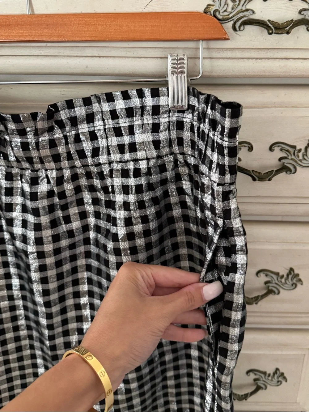 J. Crew Gingham Metallic Skirt